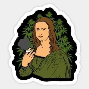 Mona Lisa Smoke Weed Funny Meme Sticker